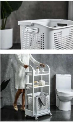 Wasmand Op Wielen - Badkamer Organizer - 3 Lagen - Afneembare Wasmand - Wit -Sparkle home Winkel 722x1200 2
