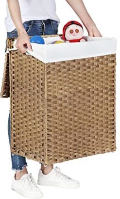 Wasmand - Wasmanden Met Deksel - Wasmand Met Deksel - Opbergbox - 68 X 52,6 X 7,2 Cm - Rieten - Bruin -Sparkle home Winkel 726x1200 1