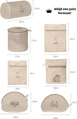 V&P Black Crown Waszakken Set Met Rits - Wasnet - Waszak - Waszakken Set Van 7 Voor Wasgoed - Waszakje Lingerie - Waszak Bh - Divers Delicaat Wasgoed - Wasnet Groot - Wasmachine Zakjes - Laundry Bag Set -Sparkle home Winkel 777x1200