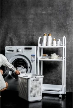 Wasmand Op Wielen - Badkamer Organizer - 3 Lagen - Afneembare Wasmand - Wit -Sparkle home Winkel 814x1200 3