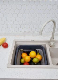 YUGN BLACK Opvouwbare Afwasteil 9 Liter - Afwasbak Teil Wasteil - Afwasbak Vierkant - Afwasteil Opvouwbaar - Ruimtebesparend - Cadeau Tip -Sparkle home Winkel 863x1200