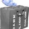 Divineness - Wasmand 3 Vakken - 140 Liter - Wassorteerder - Waszak - Opvouwbaar En Waterdicht - Grijs -Sparkle home Winkel 885x1200 1