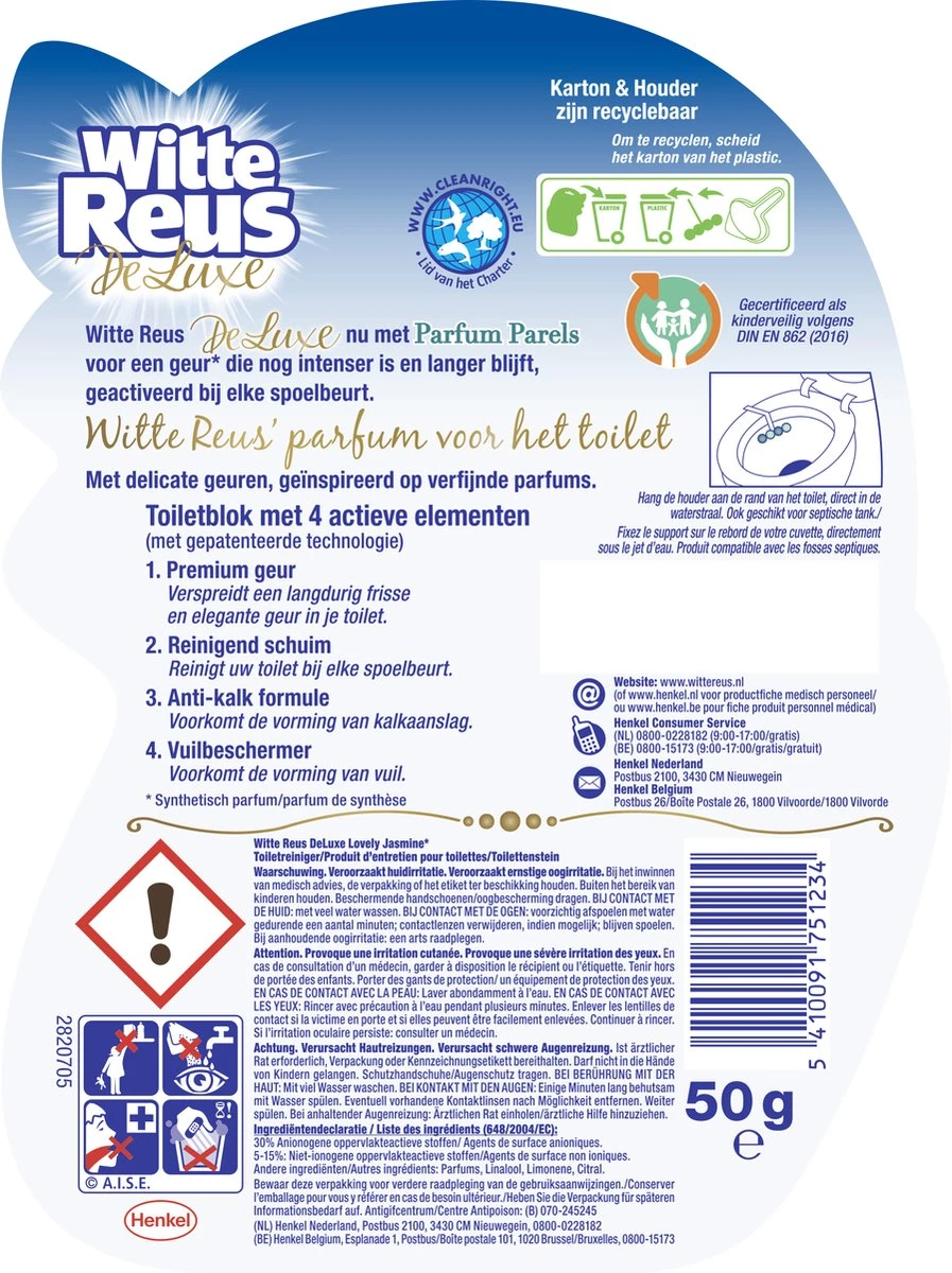 Witte Reus DeLuxe Toiletblok - Lovely Jasmine - WC Blokjes Voordeelverpakking - 10 Stuks 11 Witte Reus DeLuxe Toiletblok - Lovely Jasmine - WC Blokjes Voordeelverpakking - 10 Stuks - Afbeelding 9
