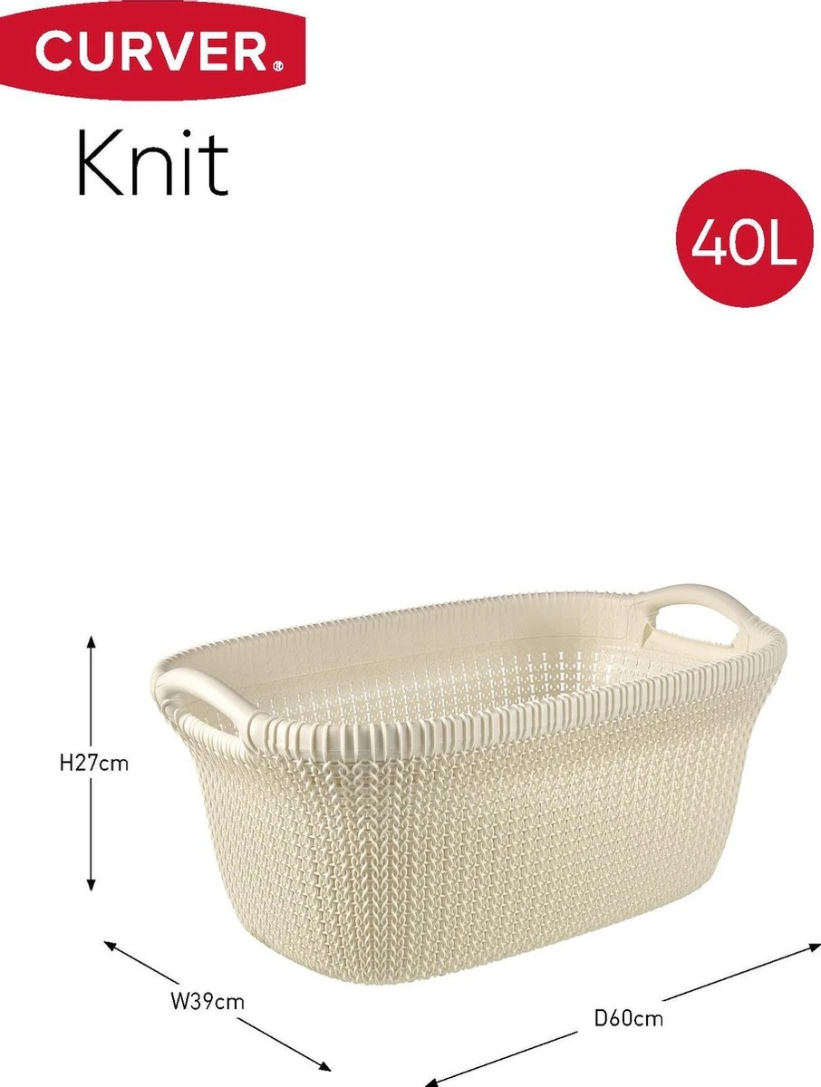 Curver Knit Wasmand - 40L - Oasis White 4 Curver Knit Wasmand - 40L - Oasis White - Afbeelding 2