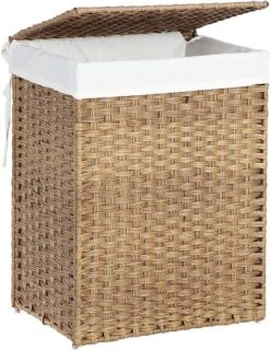 Wasmand - Wasmanden Met Deksel - Wasmand Met Deksel - Opbergbox - 68 X 52,6 X 7,2 Cm - Rieten - Bruin