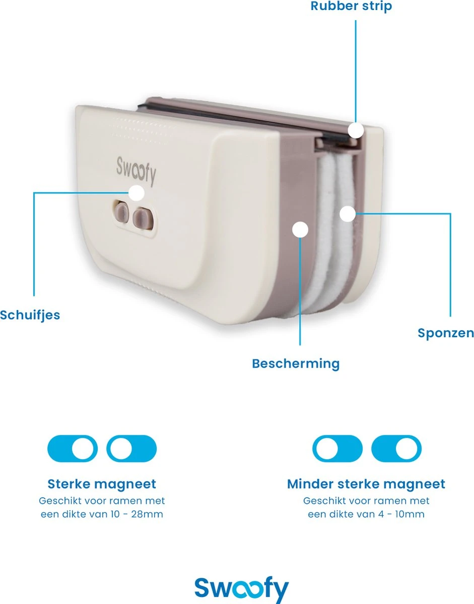 Swoofy® Magnetische Ramenwasser – Dubbelglas - Raamwasser – 3-35mm – Wit 6 Swoofy® Magnetische Ramenwasser – Dubbelglas - Raamwasser – 3-35mm – Wit - Afbeelding 4
