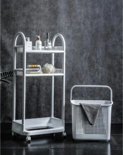 Wasmand Op Wielen - Badkamer Organizer - 3 Lagen - Afneembare Wasmand - Wit -Sparkle home Winkel 950x1200 3
