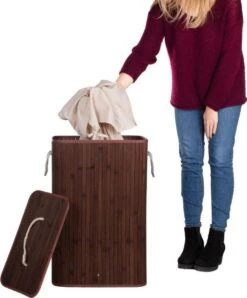 Springos Wasmand | Met Deksel | Opvouwbaar | 72 Liter | Met Uitneembare Waszak | Wasmand | Bruin -Sparkle home Winkel 995x1200 1